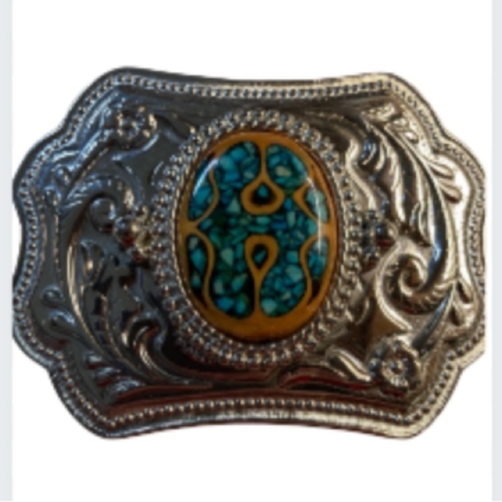 Crushed Turquoise Belt Buckle